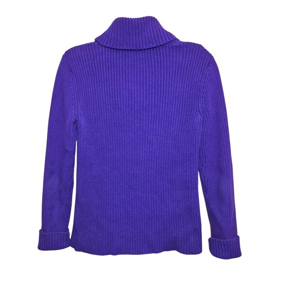 Ralph Lauren Sweater Womens M Purple Cotton Knit Long Sleeve Black Label Vintage - Picture 2 of 6